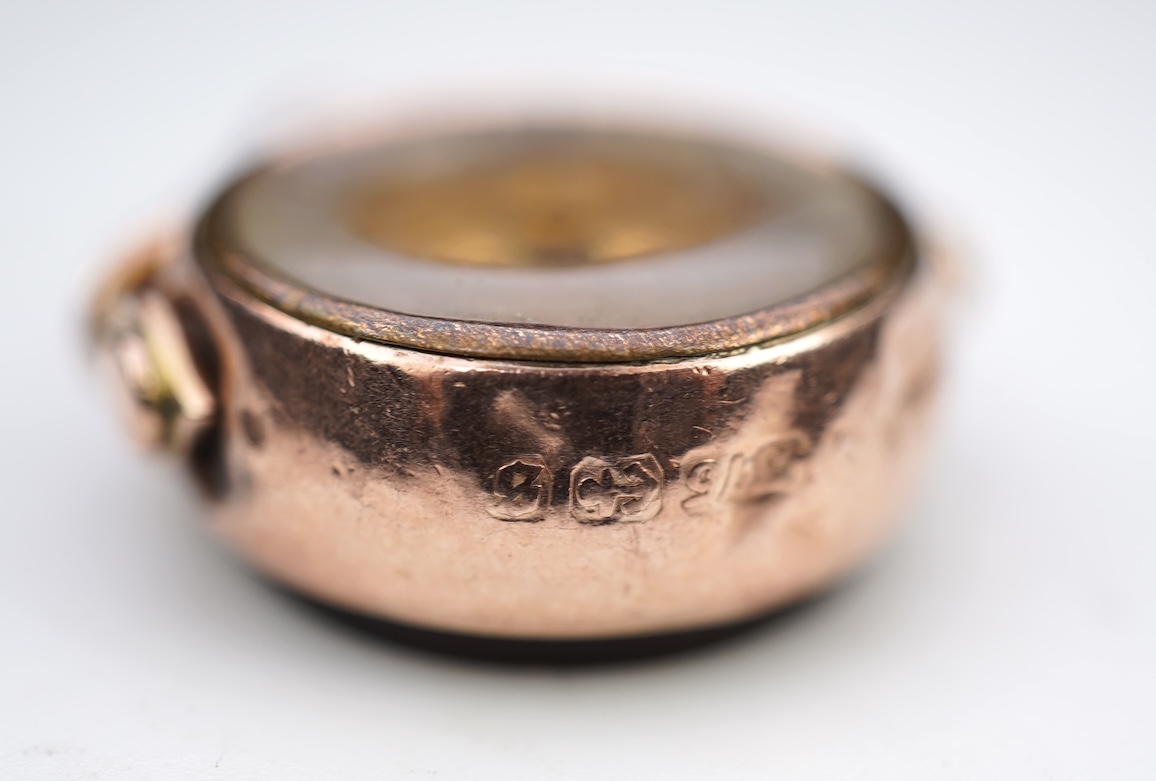 Three 9ct gold fob pendants